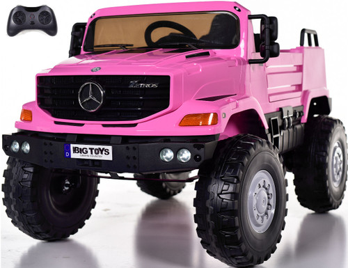 12v Mercedes Zetros Ride On Truck w/ Remote Control & Rubber Tires - Pink