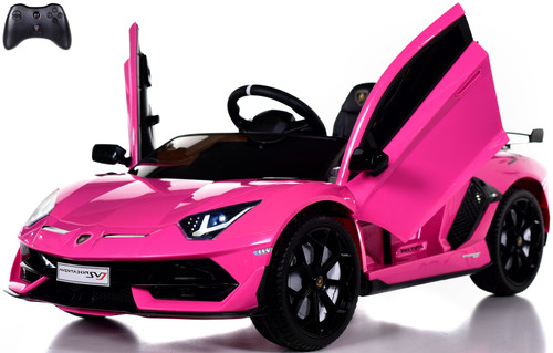 Lamborghini Performante Ride On Car w/ Leather Seat & Rubber Tires - Pink