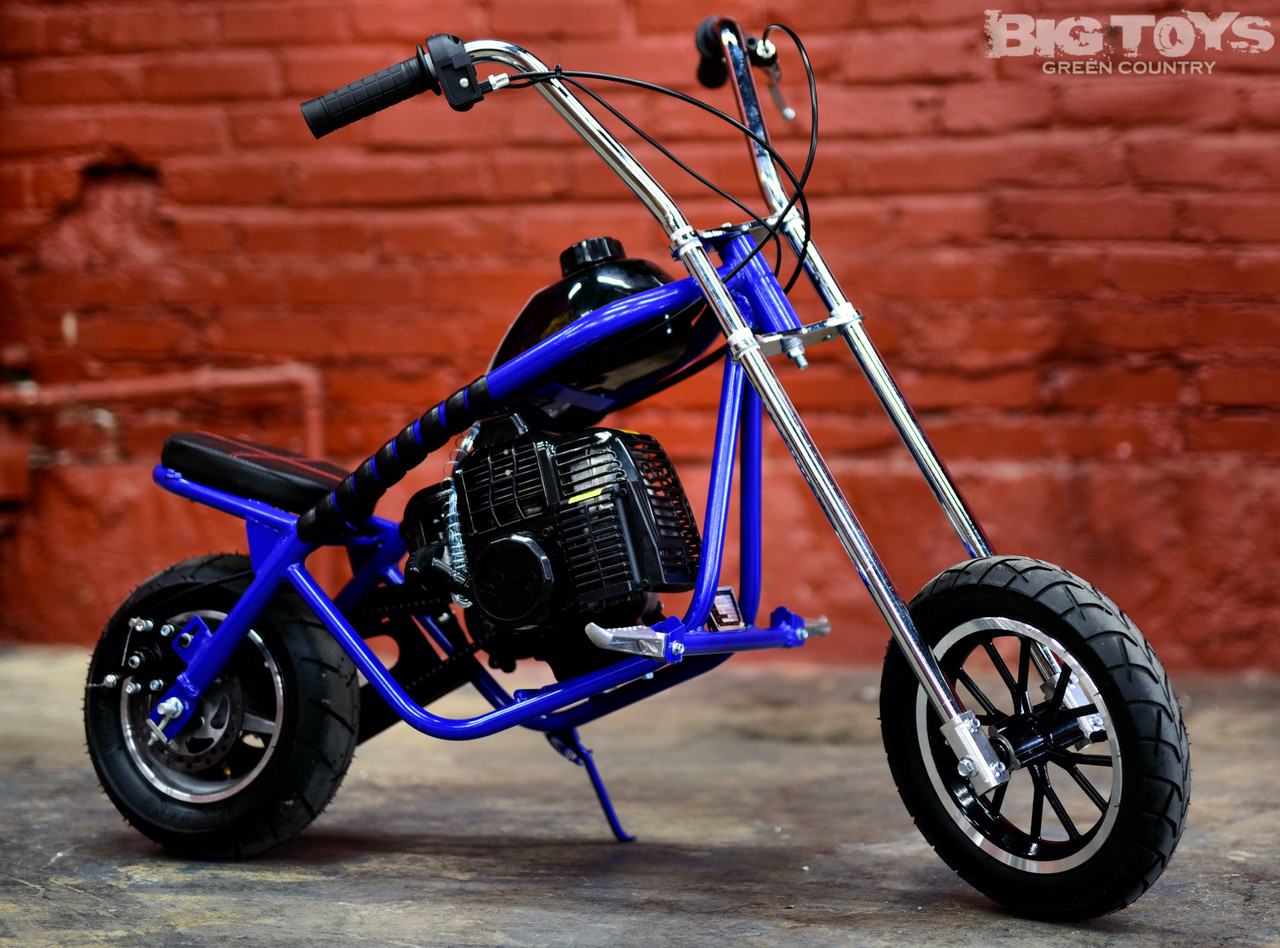 Fast Kids Mini Bike Chopper Motorcycle 49cc Gas - Blue - Big Toys Green