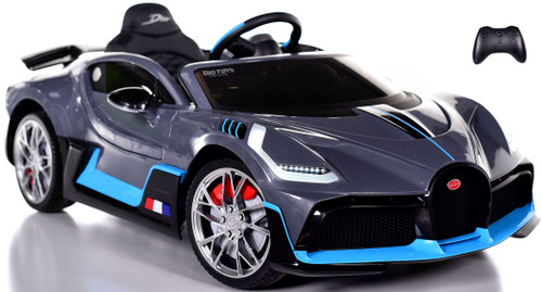 Bugatti Divo Ride On Car w/ Rubber Tires & Leather Seat - Gray