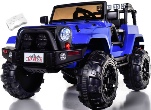 Remote Control Big Wheel Truck Rechargeable Battery Crusher With Lights  Blue 