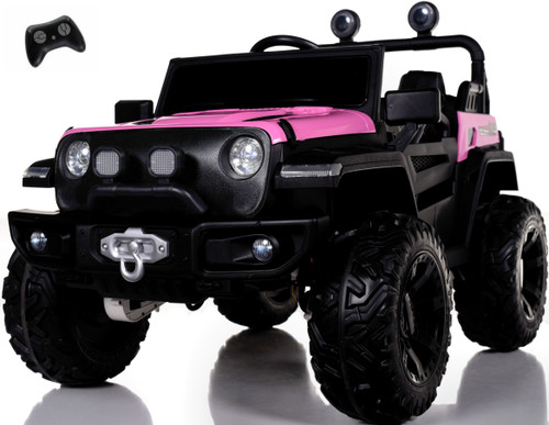 4x4 Trekker Ride On Truck w/ Leather Seat & Rubber Tires - Pink