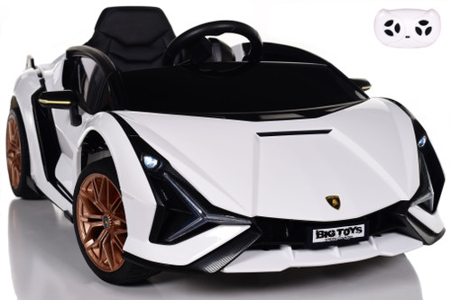 Mini Lamborghini Sian Ride On Car w/ Leather Seat & Rubber Tires - White