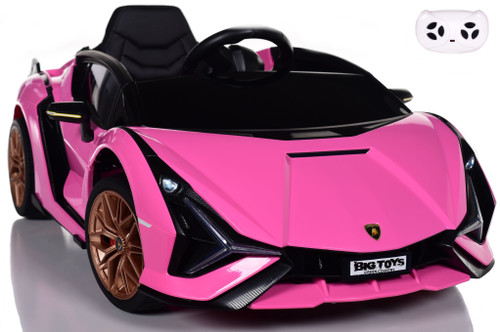 Mini Lamborghini Sian Ride On Car w/ Leather Seat & Rubber Tires - Pink