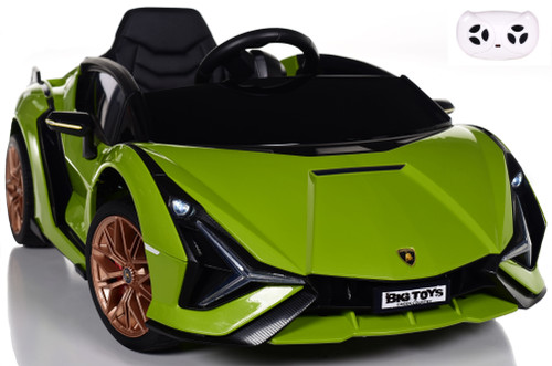 Mini Lamborghini Sian Ride On Car w/ Leather Seat & Rubber Tires - Green