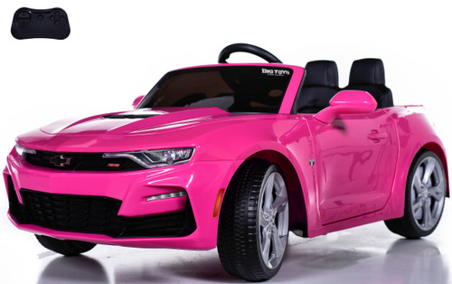 Chevy Camaro Ride On Car w/ Leather Seat & Rubber Tires - Pink