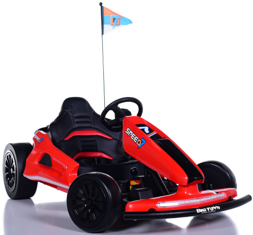 24v Bullet Electric Drift Kart w/ Leather Seat - Red
