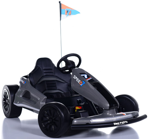 24v Bullet Electric Drift Kart w/ Leather Seat - Gray