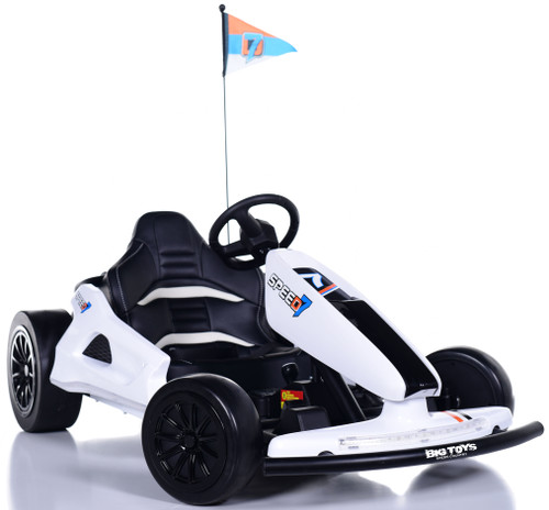 24v Bullet Electric Drift Kart w/ Leather Seat - White