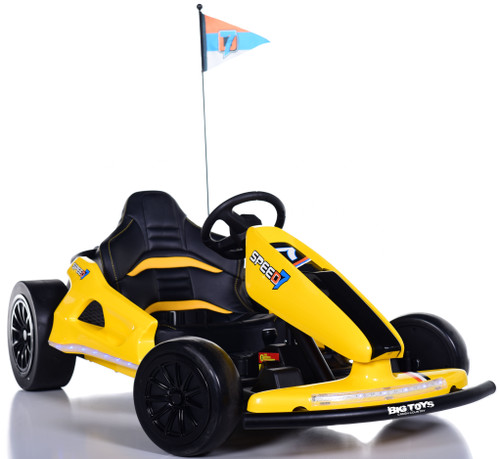 24v Bullet Electric Drift Kart w/ Leather Seat - Yellow