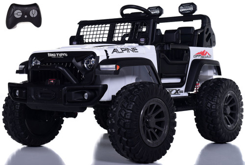 24v Alpine Crawler 4x4 Ride On Truck w/ Rubber Tires & Parental Remote - White