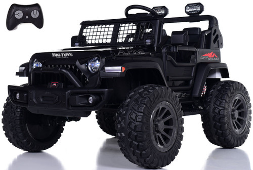24v Alpine Crawler 4x4 Ride On Truck w/ Rubber Tires & Parental Remote - Black