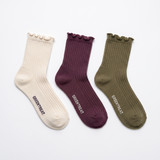 GREENTREAT BAMBOO 3PK LADIES QUARTER SOCKS RIB FRILL LSHGT2449