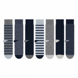 7PK MENS SOHOW1 SOCKS STRIPE NAVY GREY BLUE