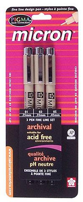 Micron Pen Set - 3 Sizes Black