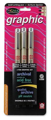 Pigma Graphic Pen Set - 3 Sizes Black