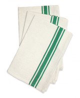 Retro Bold Twill Kelly Green Stripe Dishtowel 18in x 28in 3/pkg