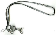 Rhinestone Bling Retractable Lanyard Silver