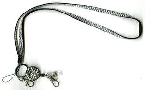 Rhinestone Bling Retractable Lanyard Silver
