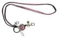Rhinestone Bling Retractable Lanyard Pink