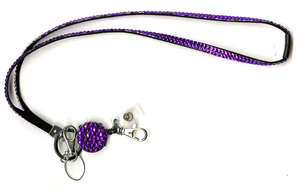 Rhinestone Bling Retractable Lanyard Purple