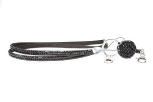 Rhinestone Bling Retractable Lanyard Black