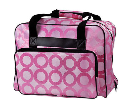 Sewing Machine Tote Pink Circles