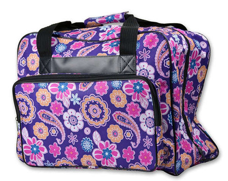 Sewing Machine Tote Purple Floral Paisley