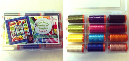 Aurifil Cotton 50 wt 12 Large Spools Pat Sloan Fruits N Veggies Thread Collection