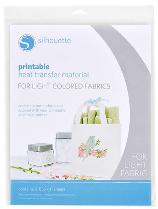 Silhouette Printable Heat Transfer Mat For Light Fabrics 5 Sheets