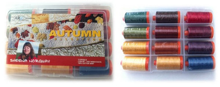 Aurifil Cotton 50 wt 12 Large Spools Sheena Norquay Autumn Thread Collection