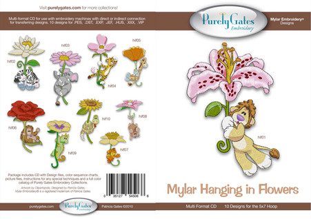 Mylar Embroidery Hanging in Flowers