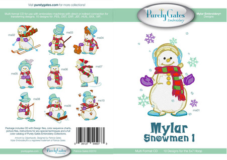 Mylar Embroidery Snowmen 1