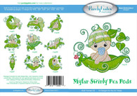 Mylar Embroidery Swirly Pea Pods