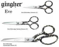 Set of 3 Gingher Eve Designer Series 4in, 5in and 8in Scissors Left Handed