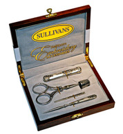 Heirloom Embroidery - Scissors Thimble Bodkin - 5 Piece Set with Box
