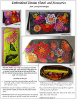 Embroidered Zinnias Clutch and Accessories Embroidery CD