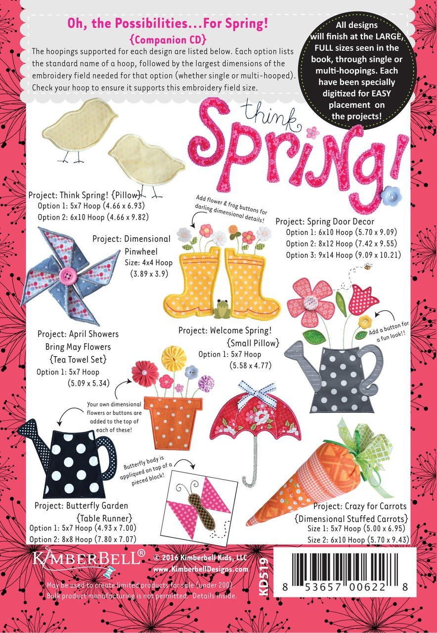 Oh The Possibilities For Spring Companion Machine Embroidery Cd