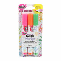 Brush Tip Neon Fabric Markers 3/pkg