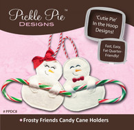 Frosty Friends Candy Cane Holders In the Hoop Machine Embroidery Designs with CD