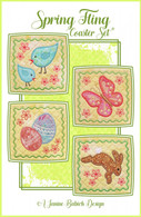 Spring Fling Coaster Set Machine Embroidery Design CD