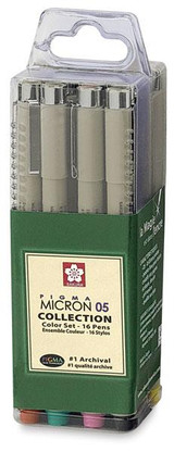 Micron 05 Collection Color Set of 16 Assorted Color Pens