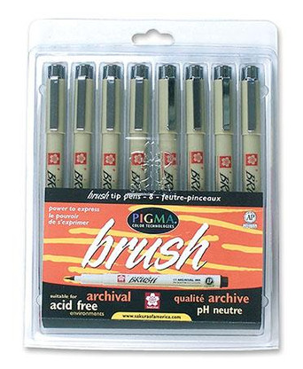 Pigma Brush Collection Color Set of 8 Pens