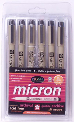 Micron 05 Collection Color Set of 6 .45mm Pens