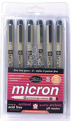 Micron 005 Collection Color Set of 6 .20mm Pens