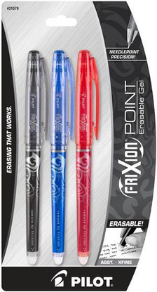 Frixion XF Point Erasable Gel Pen 3 Pen Set - Black/Blue/Red