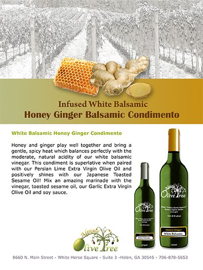 Honey Ginger Balsamic Condimento Alpine Olive Tree
