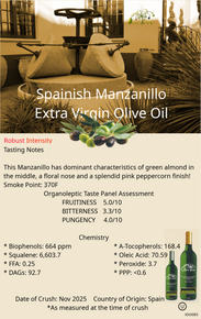 Spanish Manzanillo Extra Virgin Olive Oil