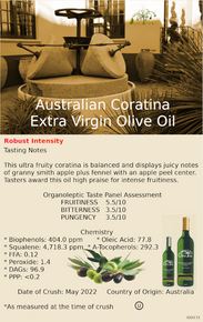 Australian Coratina Extra Virgin Olive Oil