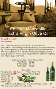 Chilean Manzanillo Extra Virgin Olive Oil